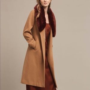 Anthropologie Cartonnier Fur Collar Pea Coat
